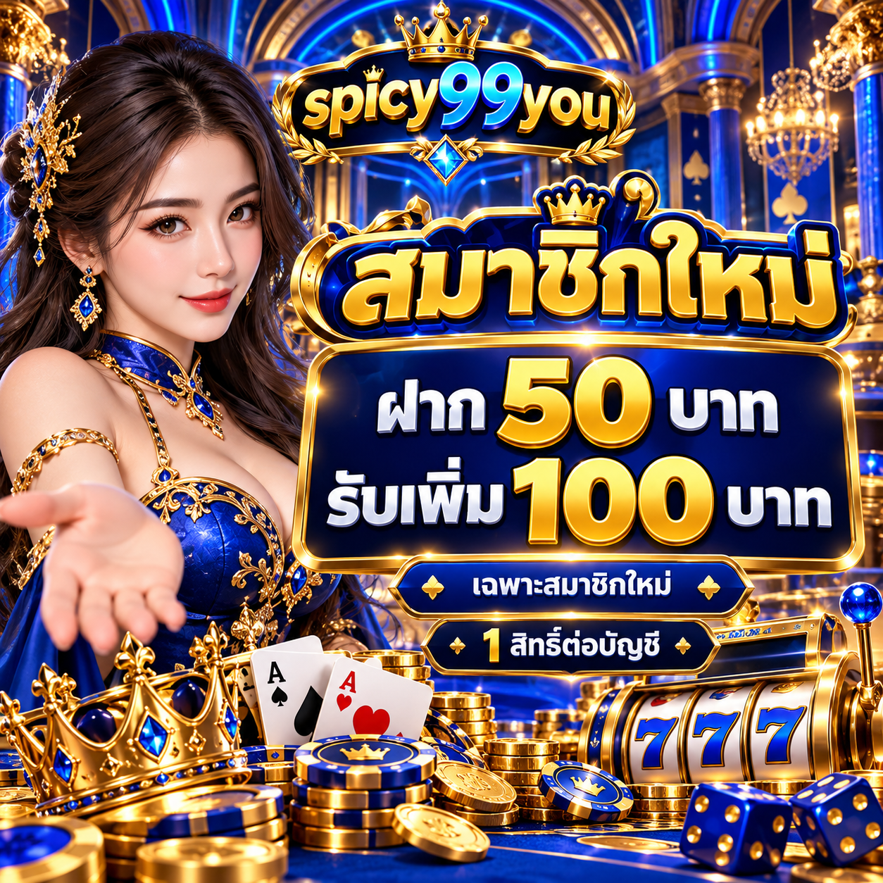 โปรโมชั่น spicy99you สมาชิกใหม่ ฝาก 50 บาท รับเพิ่ม 100 บาท